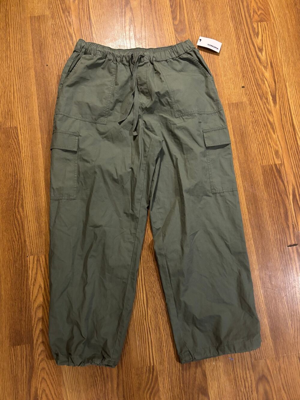 NWT Sonoma Olive Green Cargo Casual Comfy Everyday Cargo Pants